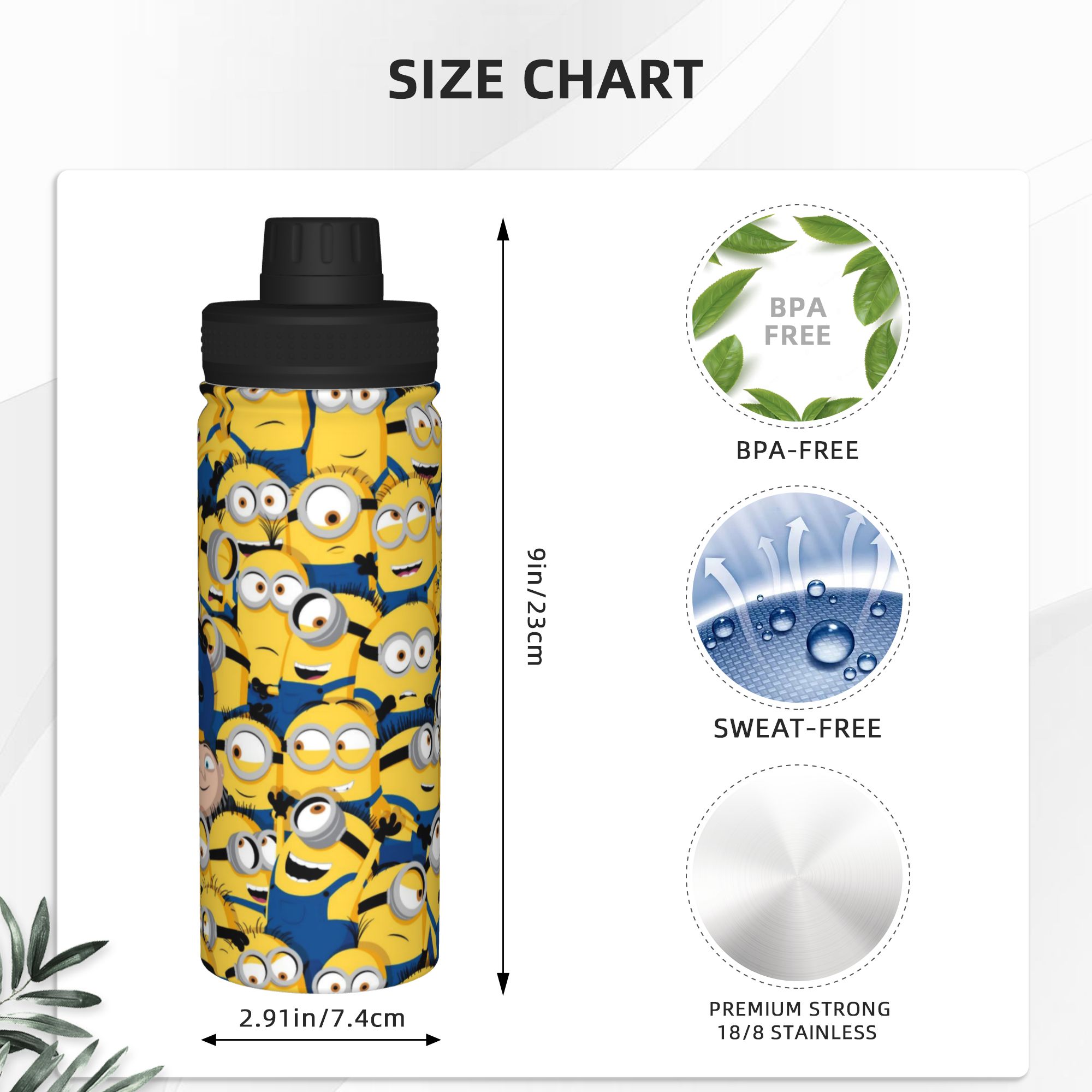 Cartoon M-Minions 18OZ Sports  - Sports Water Bottle Insulated recension och pris